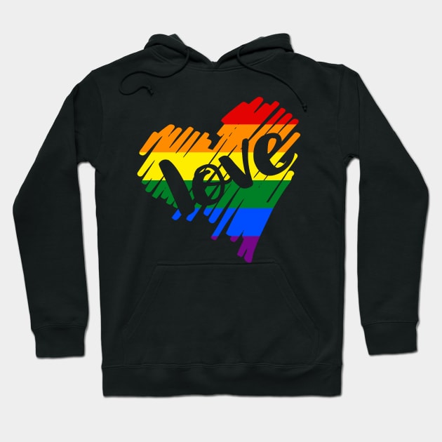 Gay Pride Rainbow Scribble Heart From Ricaso Hoodie by Ricaso